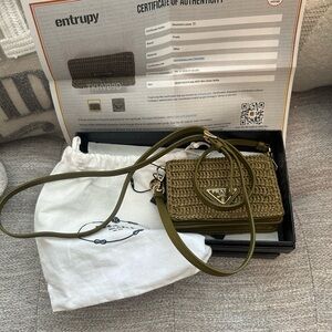 Prada Khaki Woven Crossbody Bag
